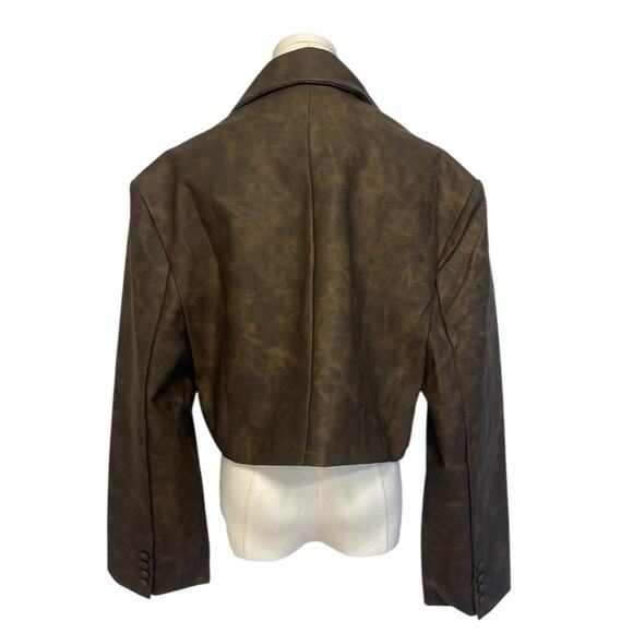 NWT WeWoreWhat x Revolve Faux Leather Blazer Jacket Brown Womens Size Medium - Picture 4 of 9